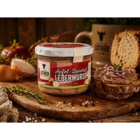 Apfel-Zwiebelleberwurst (180g-Glas)